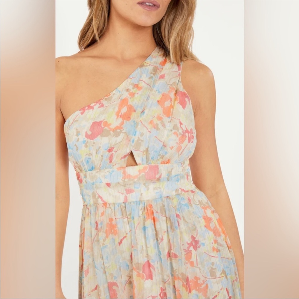 Likely Revolve Sara dress women’s 10 midi one shoulder gown floral peekaboo - Picture 2 of 16